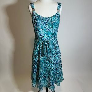 White House Black Market Blue Green Midi Dress